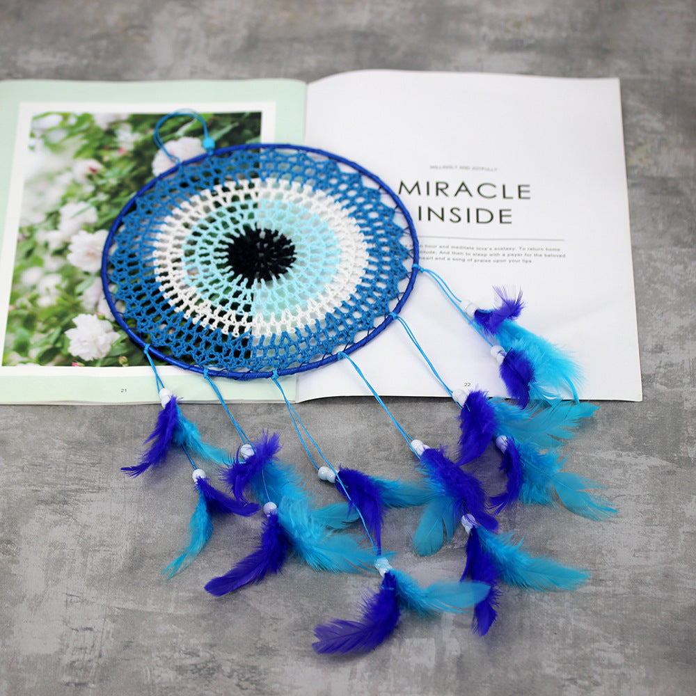 Handmade Blue Dream Catcher - Modern Wall Decor