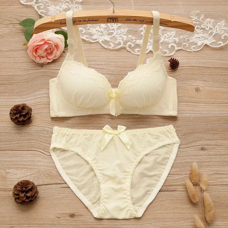 Breathable Lace Bralette and Briefs Set - Everyday Comfort