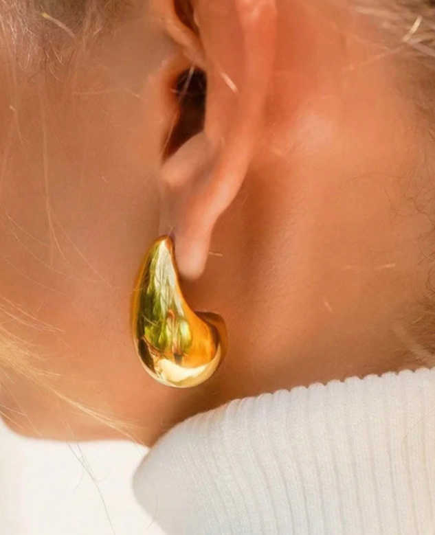 Gold Teardrop Statement Earrings