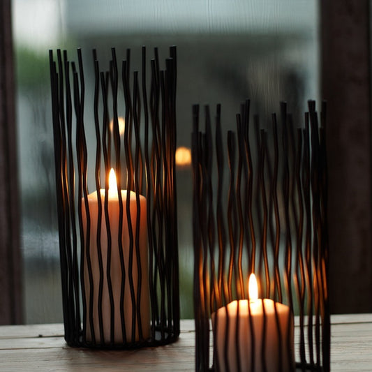 Geometric Iron Candle Holder - Elegant Home Decor