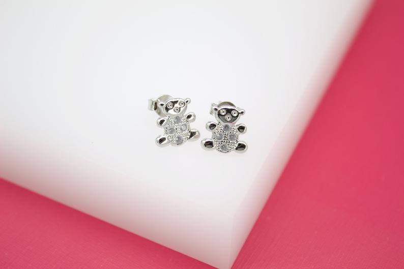 18K Gold Filled Teddy Bear Stud Earrings (L103)