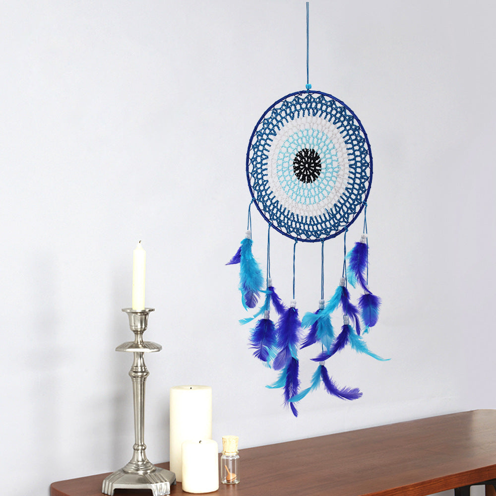 Handmade Blue Dream Catcher - Modern Wall Decor