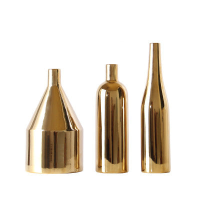 Elegant Gold-Plated Ceramic Vase - Perfect for Home Decor