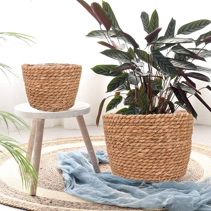 Storage Basket Plant Flower Pot Straw Seaweed Weaving Mechanism Amazon Size Plant Basket Interior Decorative Flower Pot