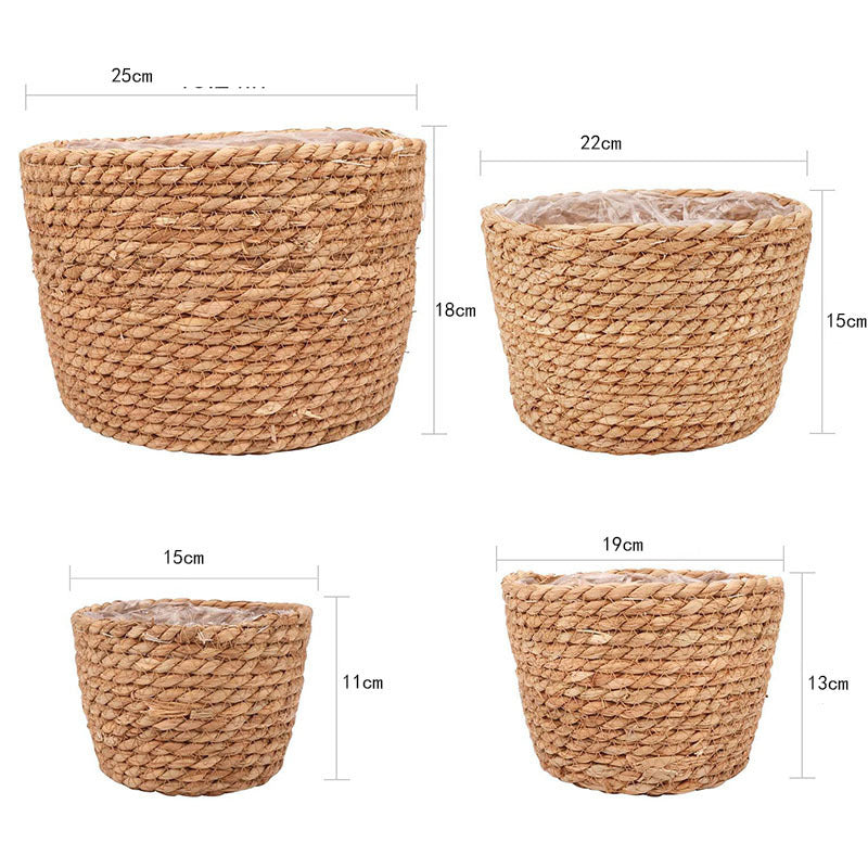 Storage Basket Plant Flower Pot Straw Seaweed Weaving Mechanism Amazon Size Plant Basket Interior Decorative Flower Pot