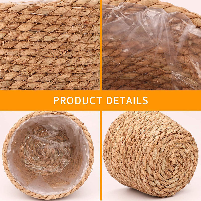Storage Basket Plant Flower Pot Straw Seaweed Weaving Mechanism Amazon Size Plant Basket Interior Decorative Flower Pot
