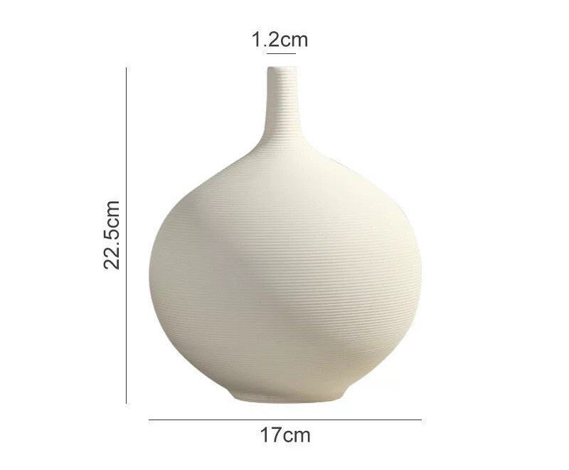 Elegant White Porcelain Flower Vase - Modern Home Decor