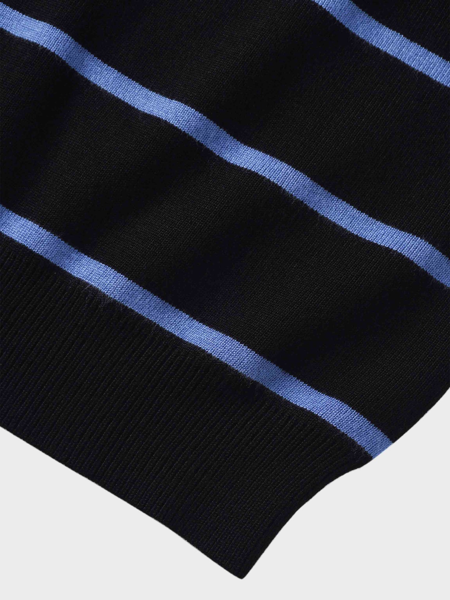 Mock Neck Thin Knit Sweater-Black/Light Blue