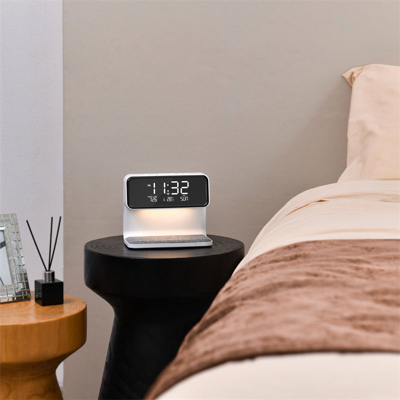 3-in-1 Bedside Lamp with Wireless Charging & Alarm Clock