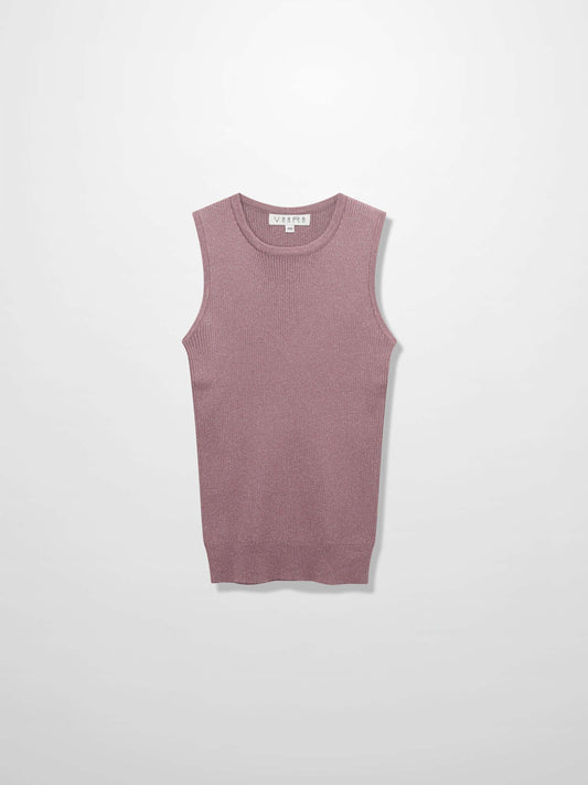 Lurex Sleeveless Sweater-Mauve