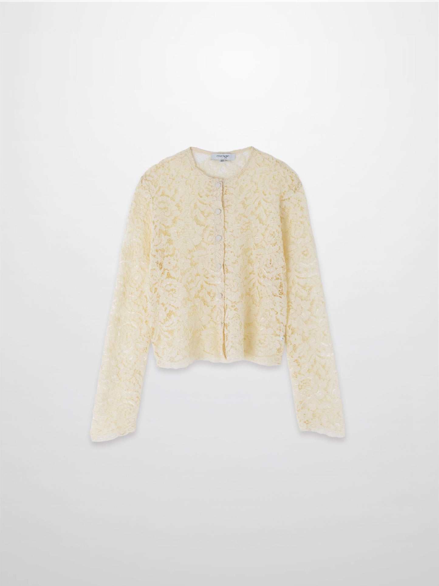 Lace Button Down Cardigan Top-Cream