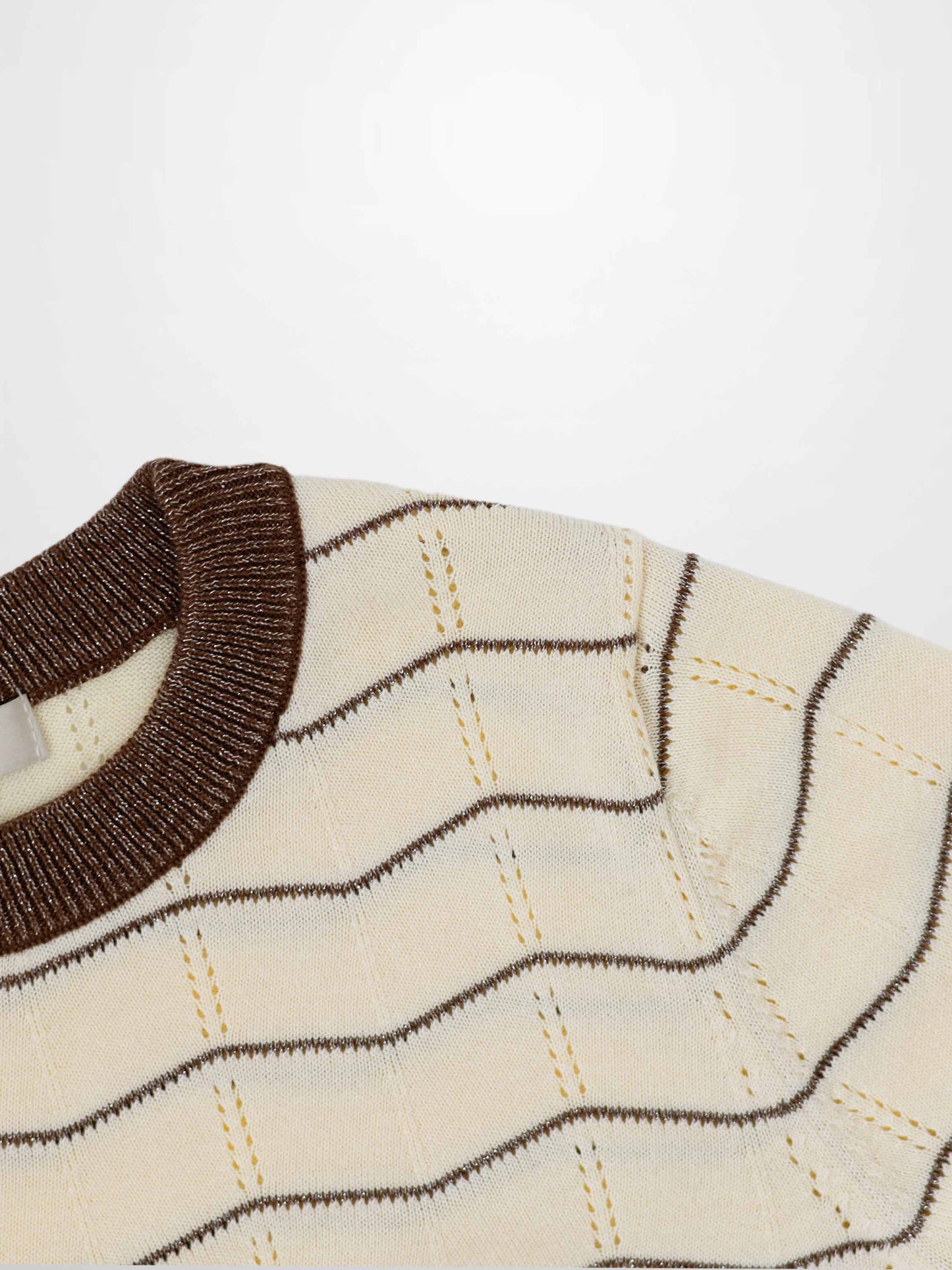 Lurex Striped Sweater-Cream/Brown