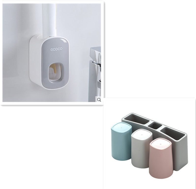 Automatic Toothpaste Dispenser & Toothbrush Holder Set