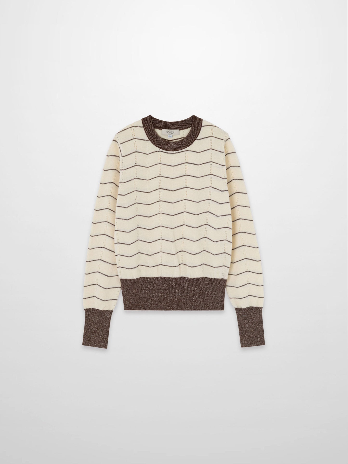 Lurex Striped Sweater-Cream/Brown