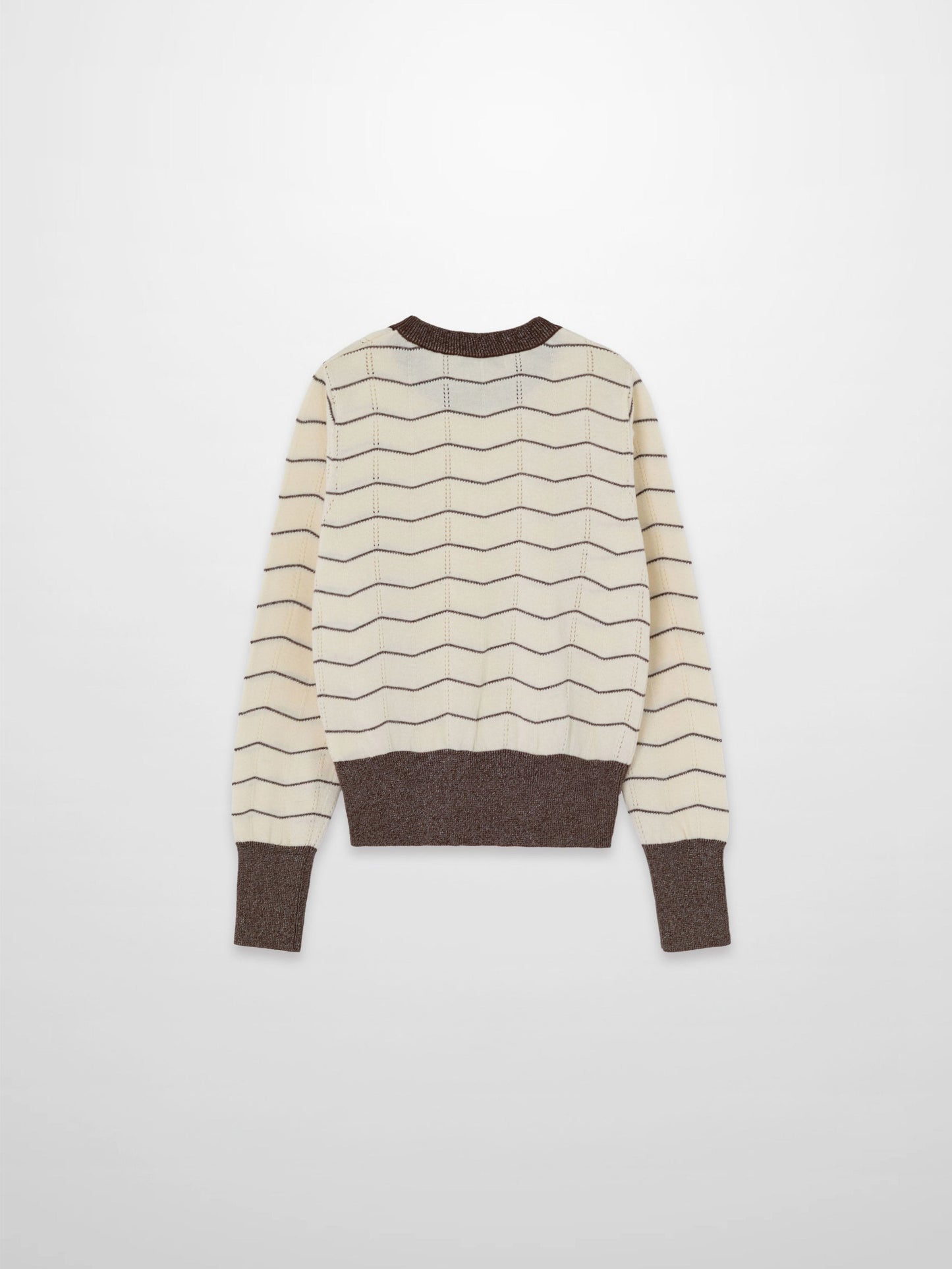 Lurex Striped Sweater-Cream/Brown