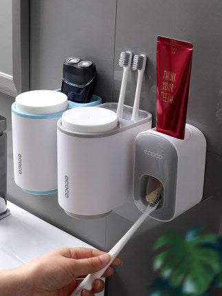 Automatic Toothpaste Dispenser & Toothbrush Holder Set