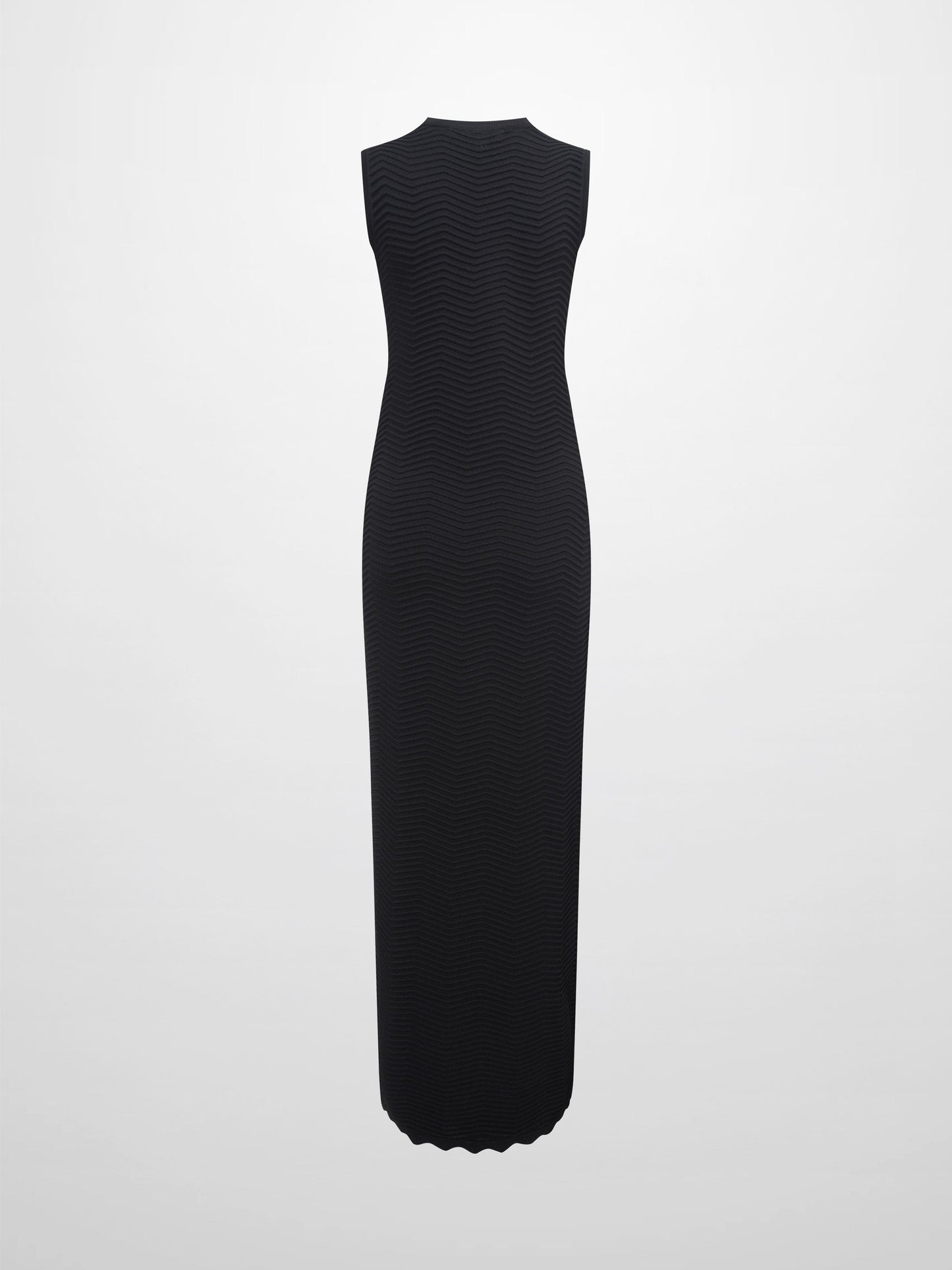 Wave Knit Slip Dress-Black