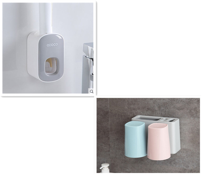 Automatic Toothpaste Dispenser & Toothbrush Holder Set