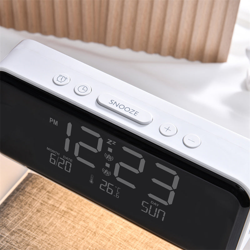 3-in-1 Bedside Lamp with Wireless Charging & Alarm Clock