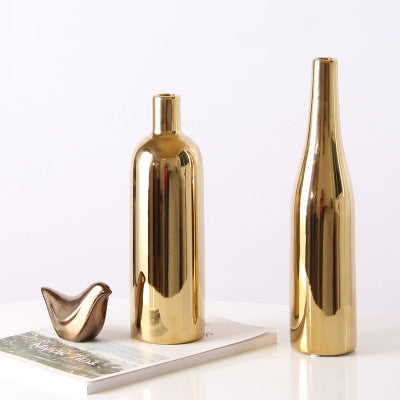 Elegant Gold-Plated Ceramic Vase - Perfect for Home Decor