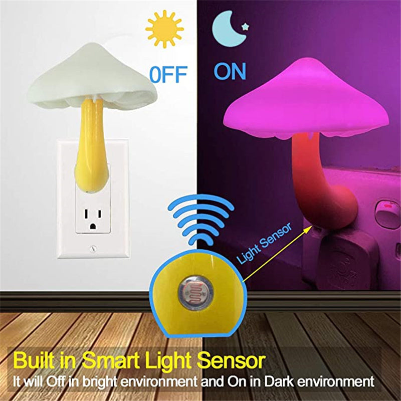 Mushroom Night Light - Automatic Warm White Glow