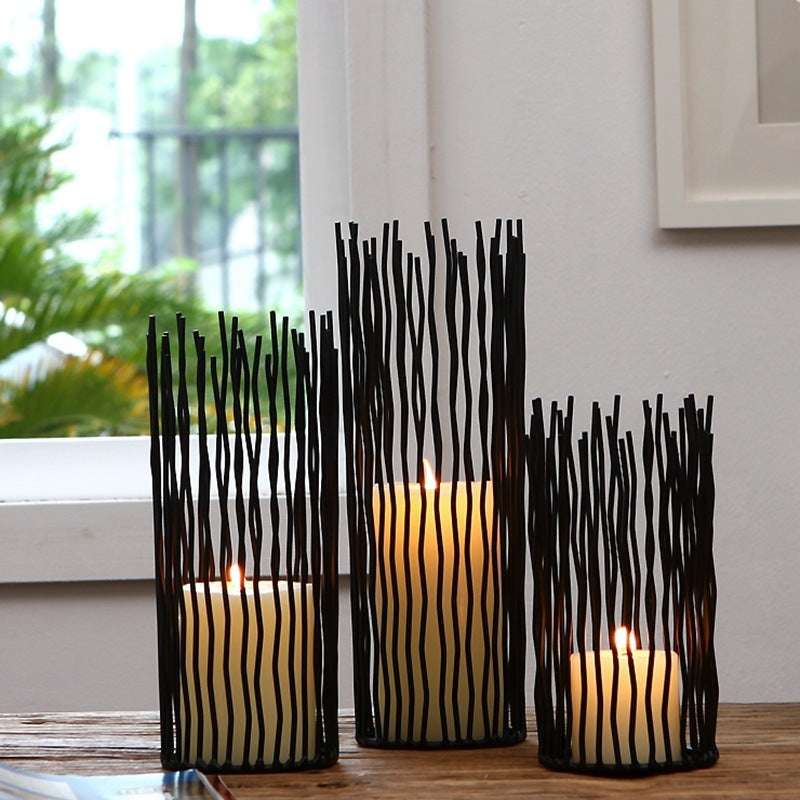 Geometric Iron Candle Holder - Elegant Home Decor