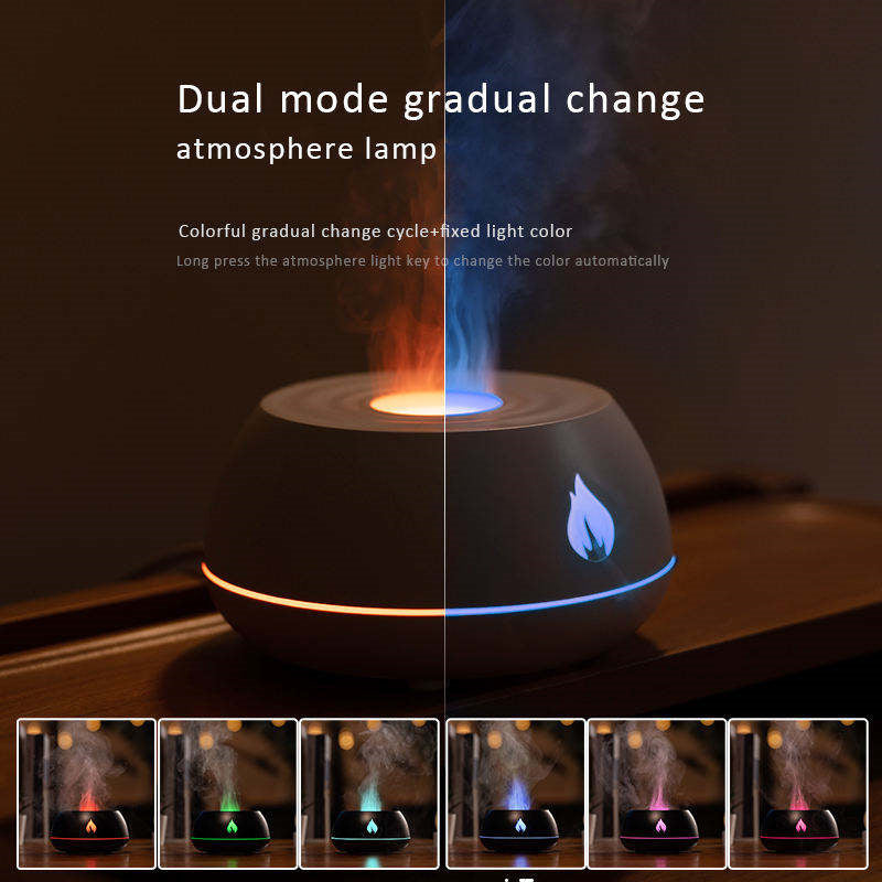 Flame Humidifier & Aromatherapy Diffuser - 7 Color Light