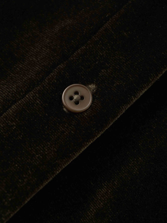 Velour Button Down Blouse-Green