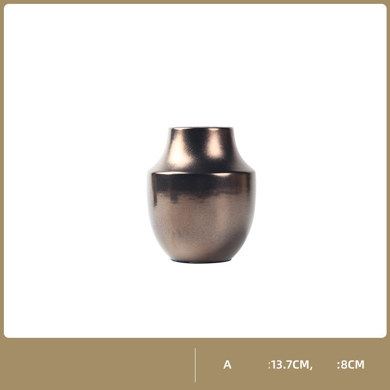 Elegant Golden Ceramic Vase - Modern Floral Decor