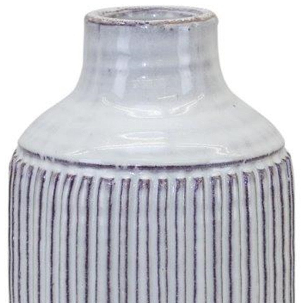 Terracotta Striped Vase - Rustic Elegance for Any Room