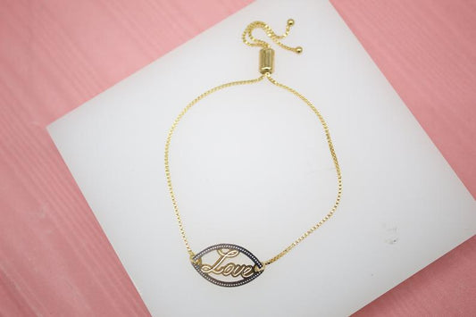 18K Gold Filled Love Adjustable Box Chain Bracelet