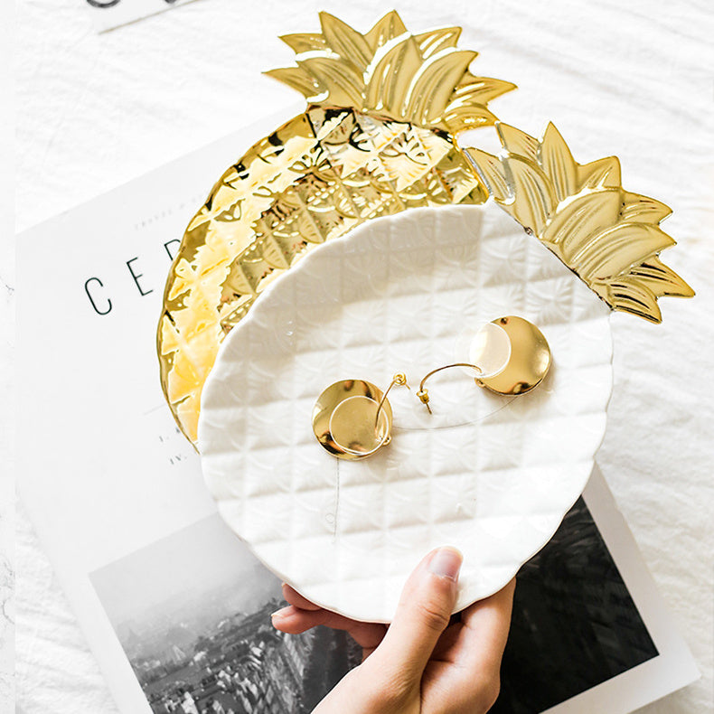 Elegant Ceramic Jewelry Dish - Pineapple Design