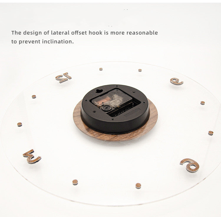 Solid Wood Acrylic Glass Home Living Room Wall Clock Decoration