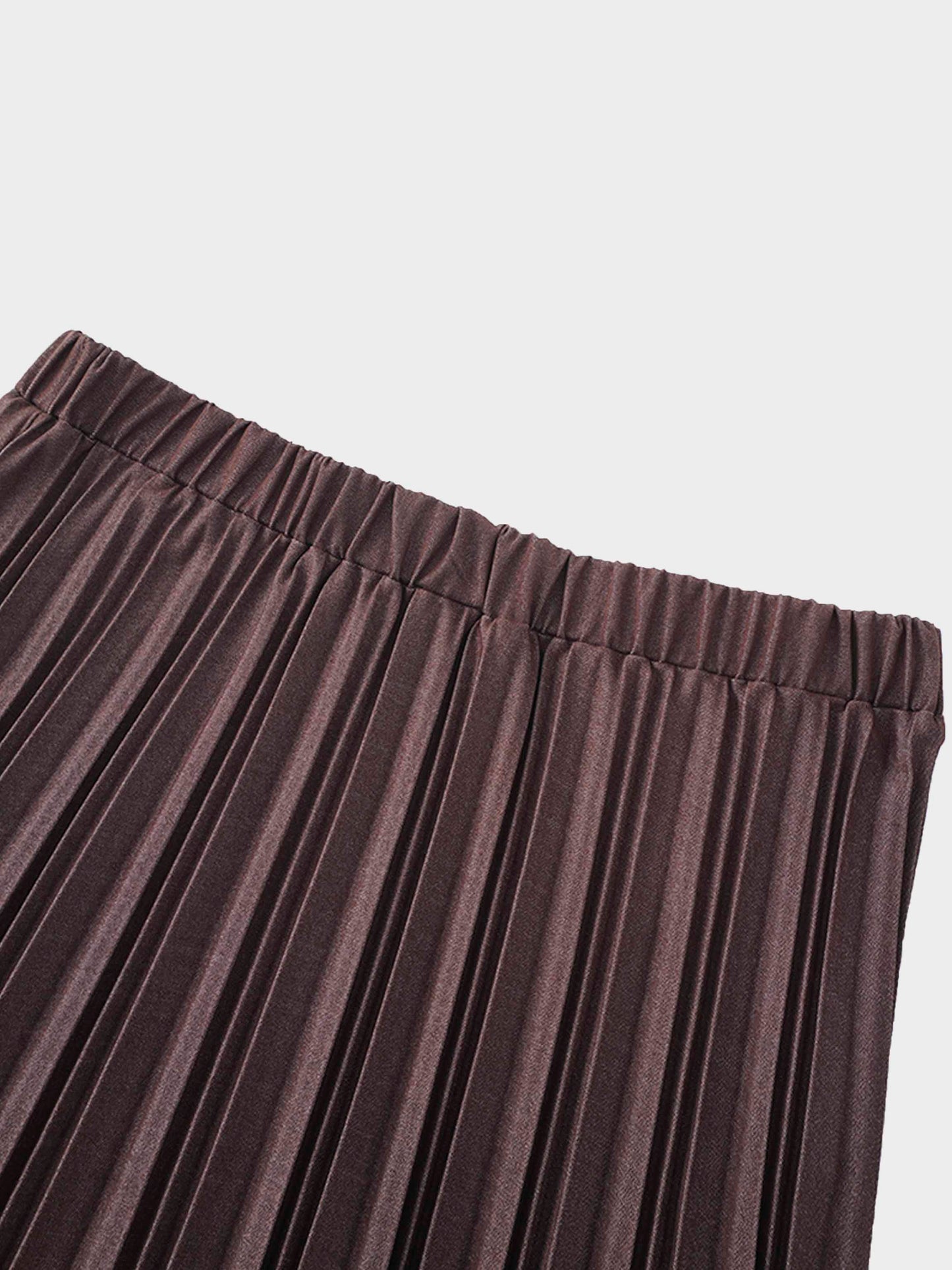 Thin Pleated Skirt-Dark Brown