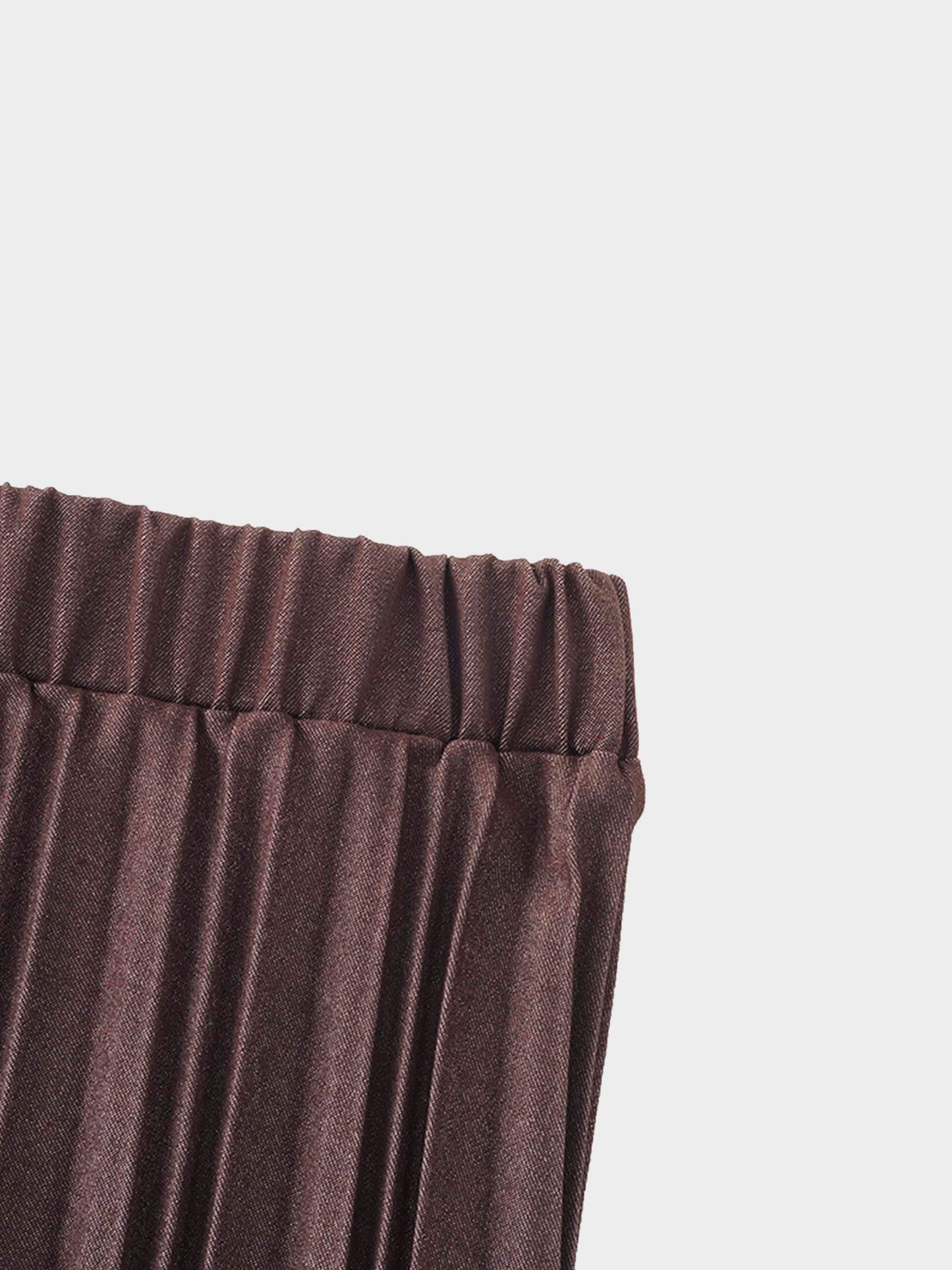 Thin Pleated Skirt-Dark Brown