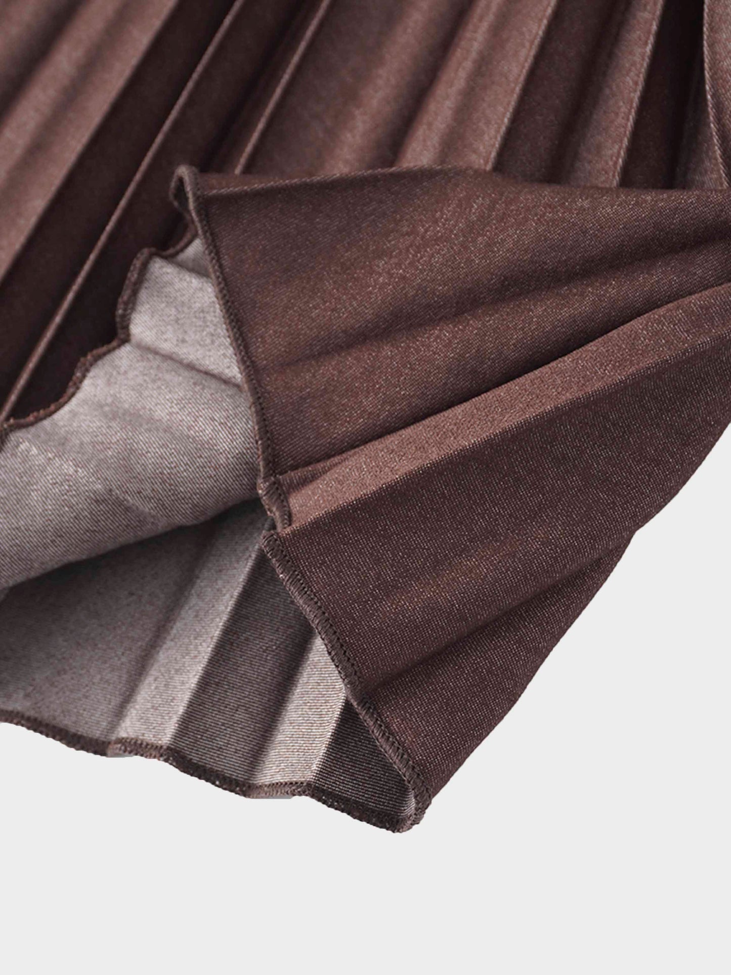 Thin Pleated Skirt-Dark Brown
