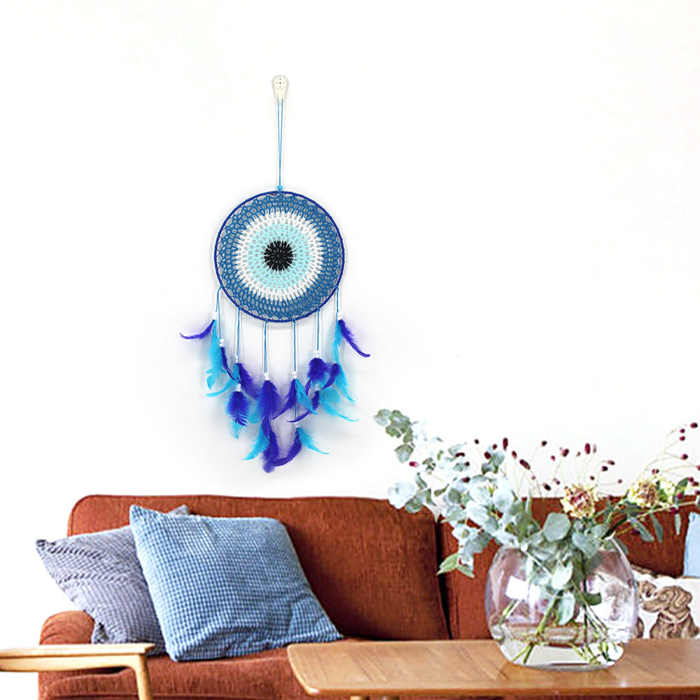 Handmade Blue Dream Catcher - Modern Wall Decor