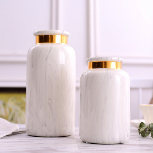 Elegant Marbling Ceramic Vase - Modern Home Decor