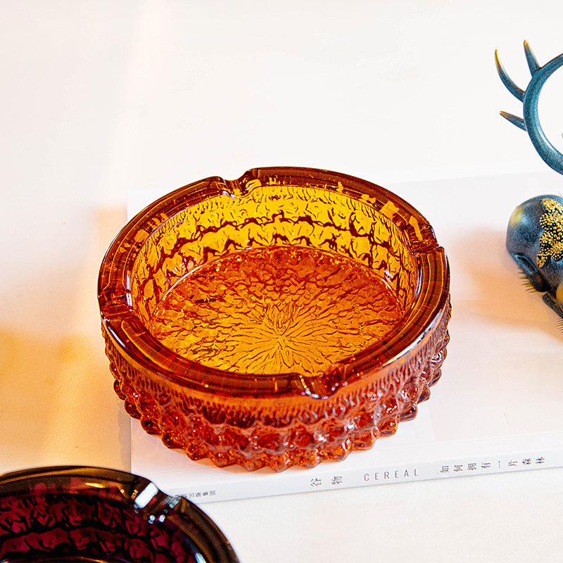 Colorful Round Glass Ashtray - Elegant Home Decor