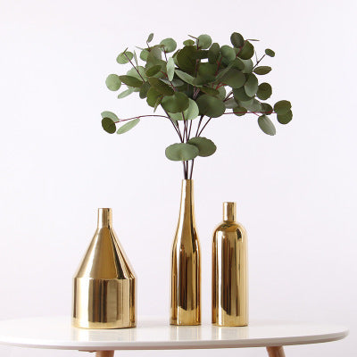 Elegant Gold-Plated Ceramic Vase - Perfect for Home Decor