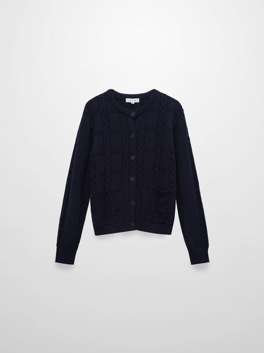 Cable Design Cardigan-Navy