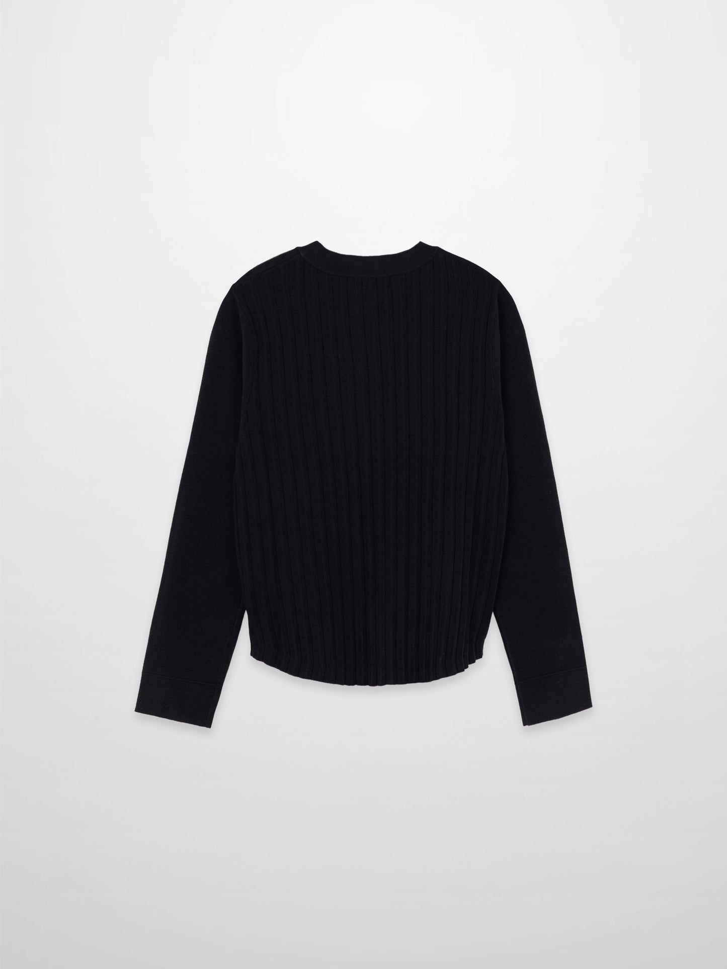 Back Wide Ribbed Cardigan Sweater-Black