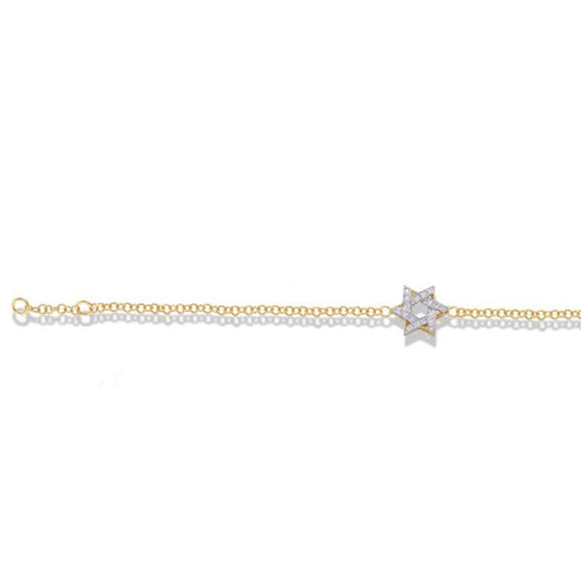 STAR OF DAVID BR., 14K-Y with 0.20CT DIAMONDS