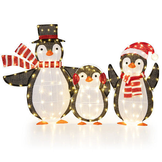 Light up Penguins Christmas Decorations with 194 LED Lights and Zip Ties-0