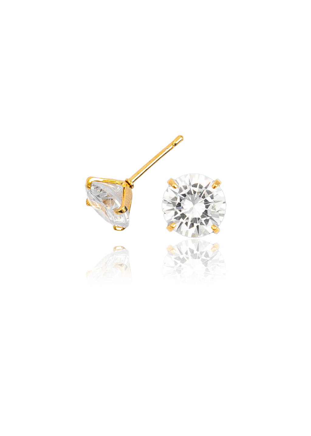 8mm Clear Round CZ Cubic Zirconia Stone Stud Earrings (L136)