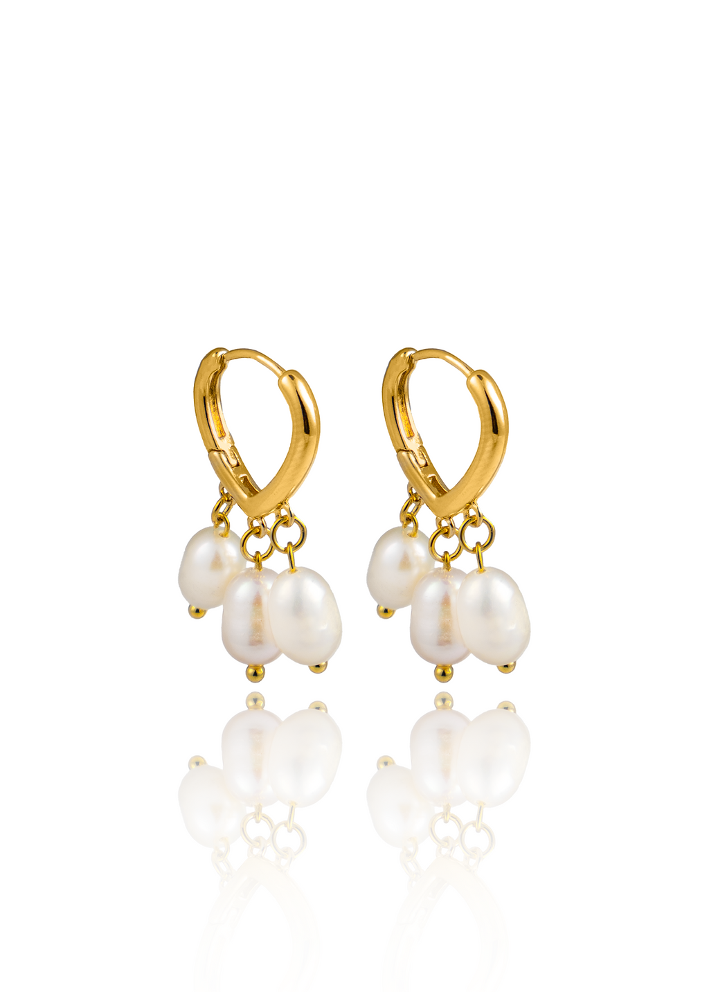 Fresh Water Triple Pearl Dangle Drop Earrings (L294)