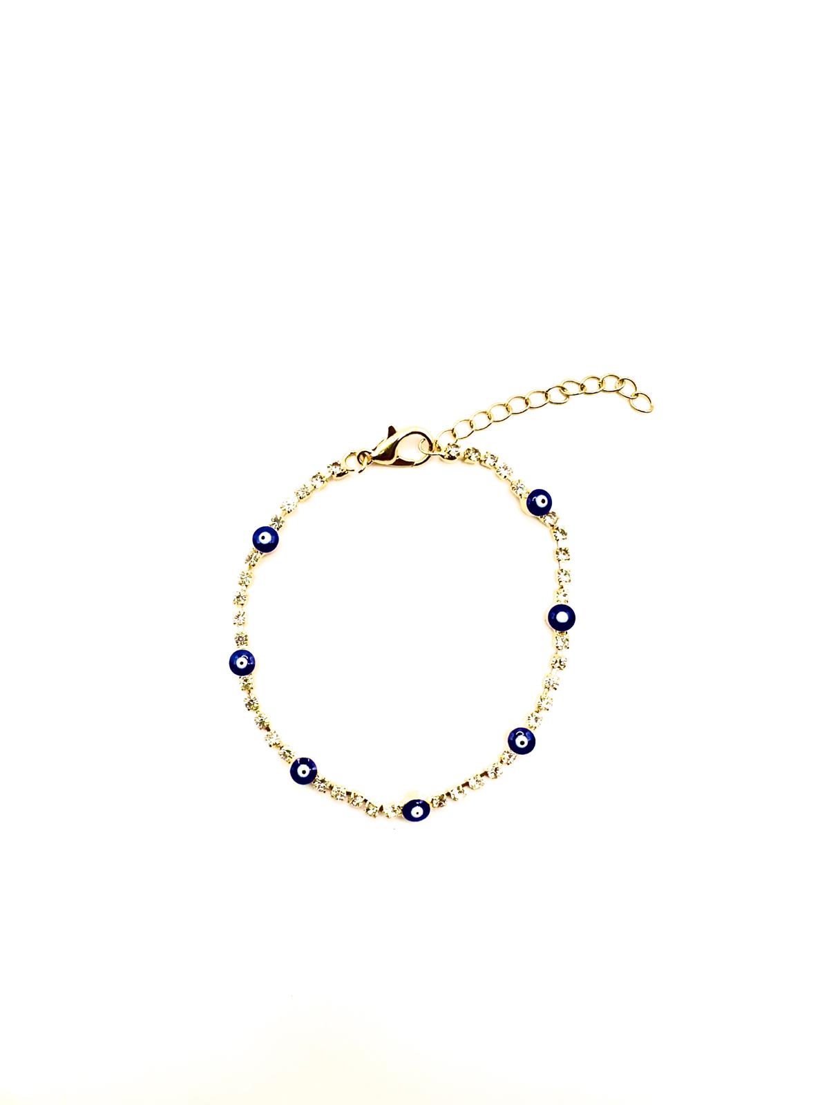 Evil Eye Crystal Tennis Bracelet – Gold or Silver