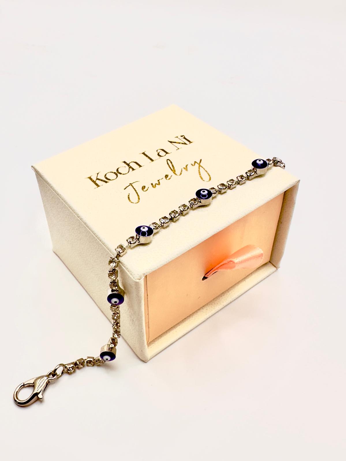 Evil Eye Crystal Tennis Bracelet – Gold or Silver