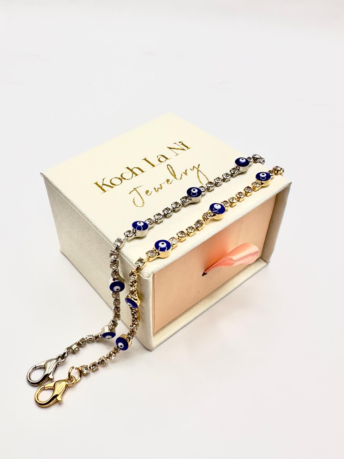 Evil Eye Crystal Tennis Bracelet – Gold or Silver