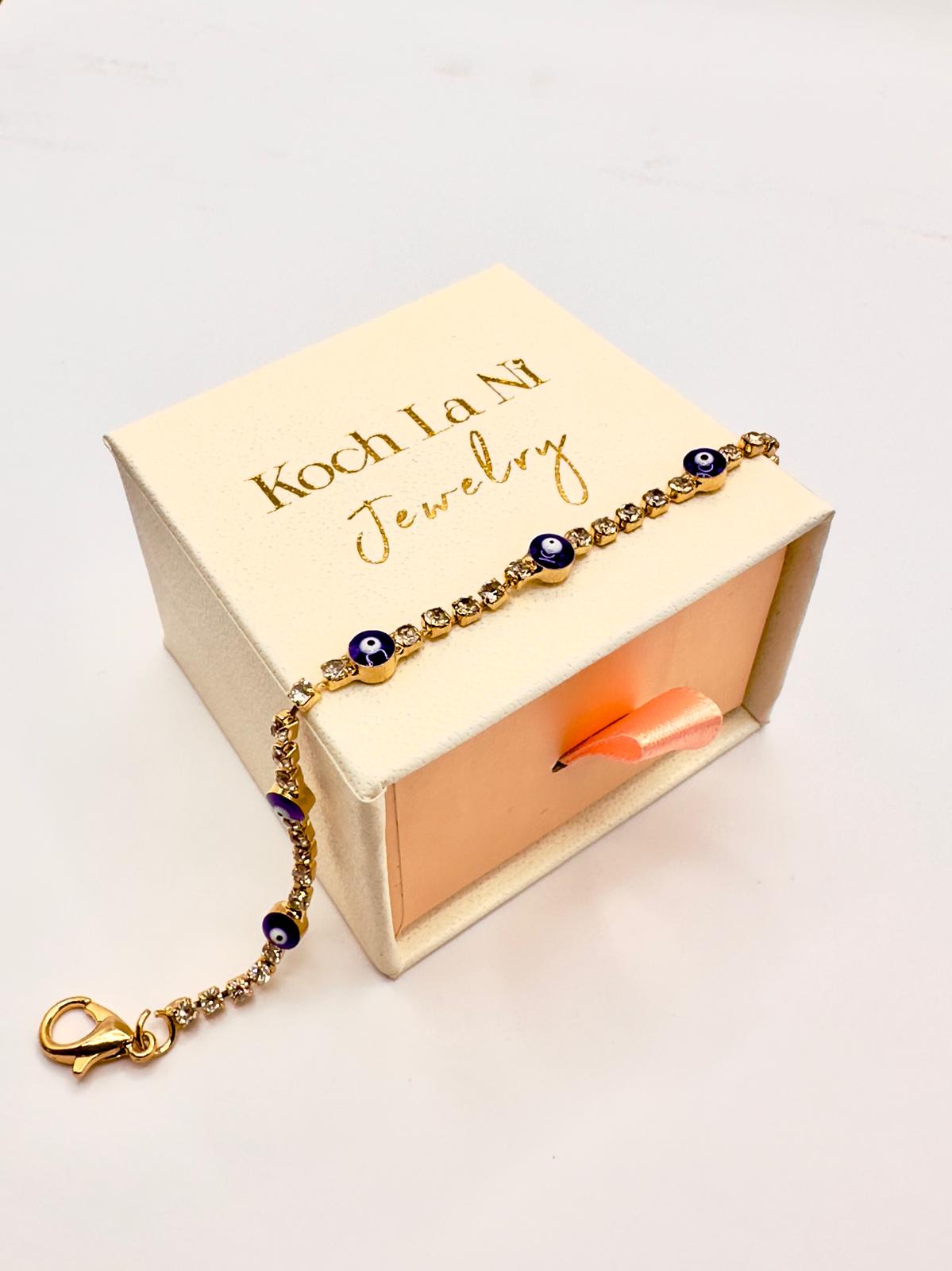 Evil Eye Crystal Tennis Bracelet – Gold or Silver